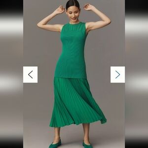 Anthropologie Mare Mare Elegant Green Pleated Dress